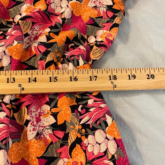 LOFT Floral Midi Dress - Pink, Orange, Black - Picture 6 of 8